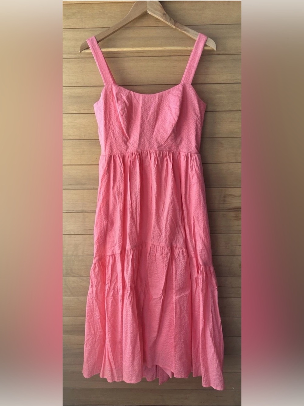 AYR midi women’s coral tiered sundress medium NWOT
